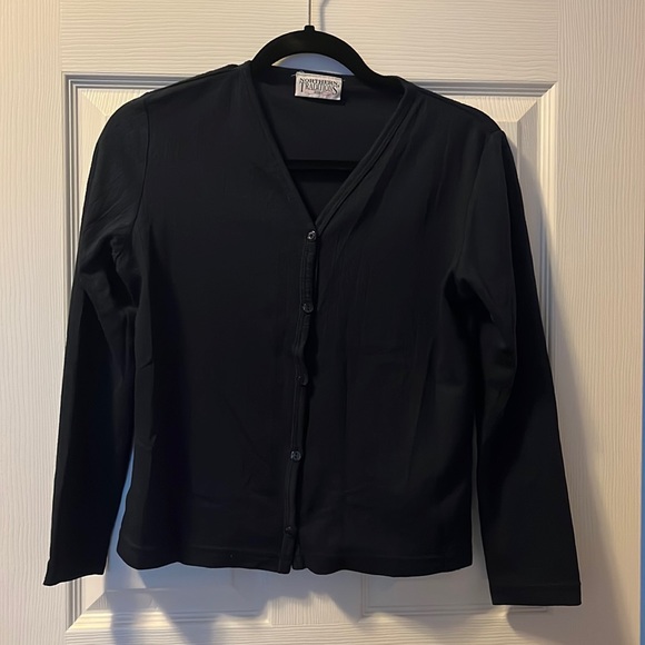 Women’s Light Sweater Cardigan Navy Blue Textured Buttoned Northern Traditions - Picture 2 of 5